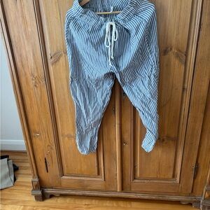 Jag Light Cotton Navy and White Striped Drawstring Pants